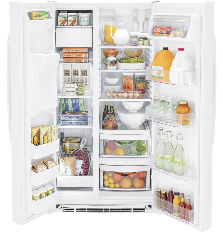 GE(R) 25.3 Cu. Ft. Side-By-Side Refrigerator-(GSS25GGPWW)