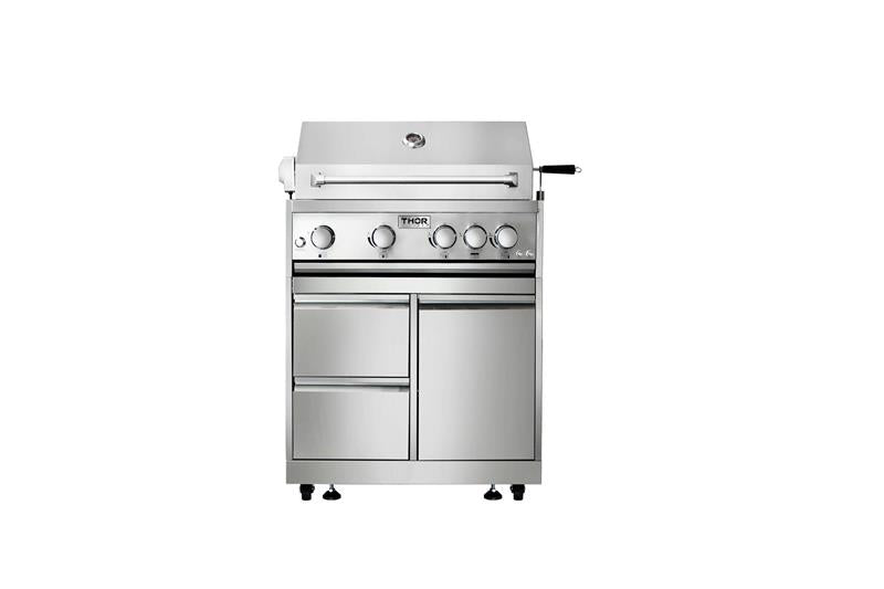32 Inch 4-burner Gas BBQ Grill With Rotisserie In Stainless Steel-(THRK:MK04SS304)
