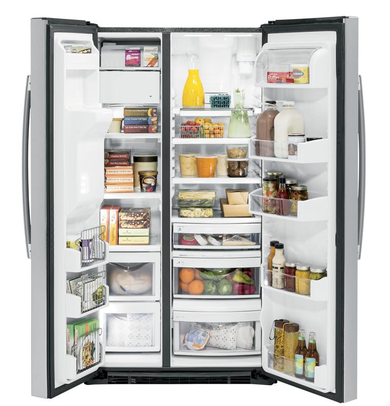 GE Profile(TM) Series 21.9 Cu. Ft. Counter-Depth Side-By-Side Refrigerator-(PZS22MSKSS)
