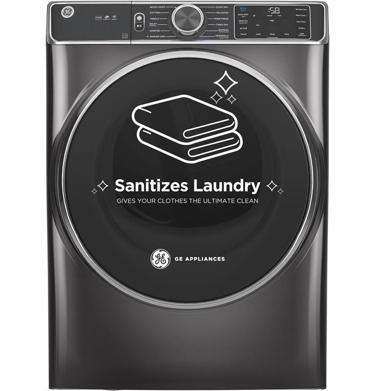 GE(R) 7.8 cu. ft. Capacity Smart Front Load Gas Dryer with Steam and Sanitize Cycle-(GFD85GSPNDG)