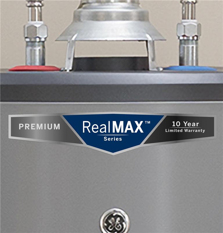 GE RealMAX Premium 40-Gallon Tall Liquid Propane Atmospheric Water Heater-(GP40T10BXR)