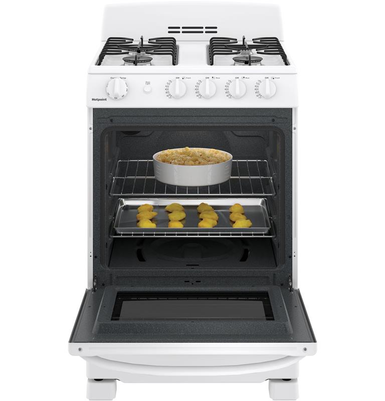 Hotpoint(R) 24" Front-Control Free-Standing Gas Range with Large Window-(RGAS300DMWW)