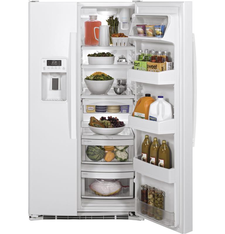 GE(R) 25.3 Cu. Ft. Side-By-Side Refrigerator-(GSS25GGHWW)