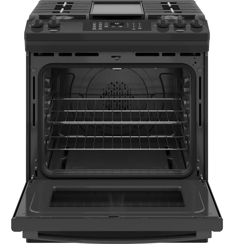 GE(R) 30" Slide-In Front-Control Convection Gas Range with No Preheat Air Fry-(JGS760DPBB)