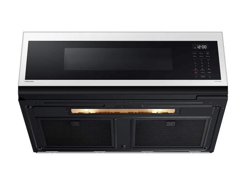 1.1 cu. ft. Bespoke Smart SLIM Over-the-Range Microwave with 400 CFM Hood Ventilation, Wi-Fi & Voice Control in White Glass-(ME11CB751012AA)