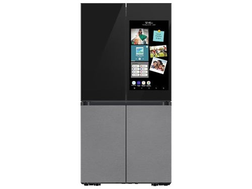 Bespoke 4-Door Flex(TM) Refrigerator (29 cu. ft.) with Family Hub(TM)+ in Charcoal Glass Top and Stainless Steel Bottom Panels-(RF29CB9900QKAA)