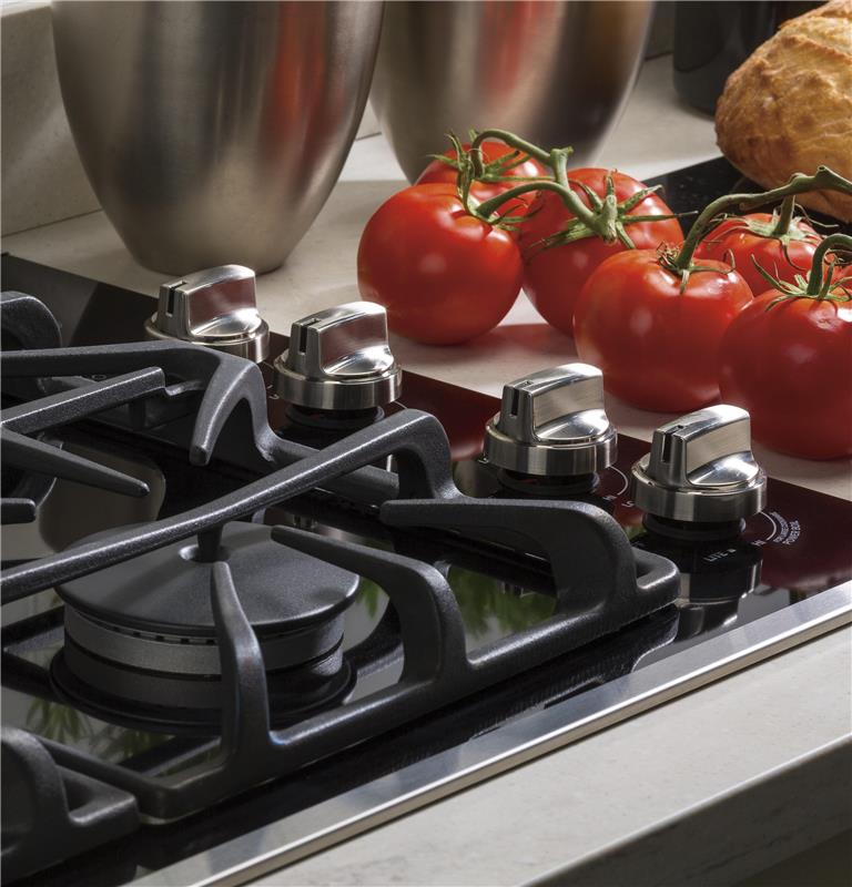 GE(R) 30" Built-In Gas on Glass Cooktop with Dishwasher Safe Grates-(JGP5530SLSS)