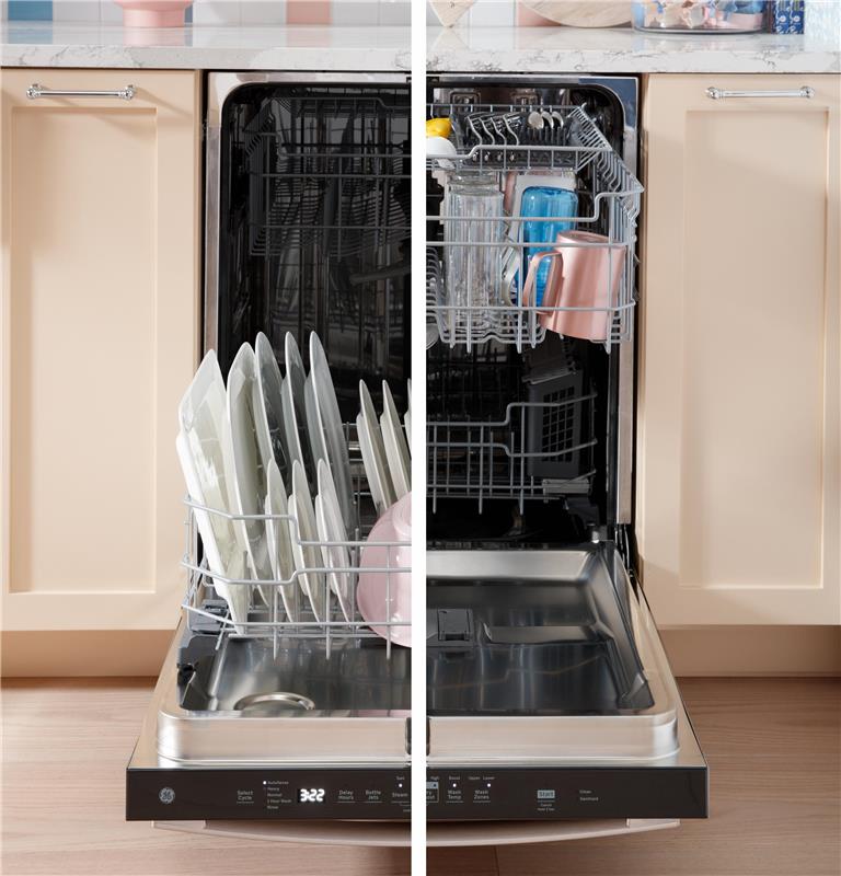 GE(R) Fingerprint Resistant Top Control with Stainless Steel Interior Dishwasher with Sanitize Cycle-(GDP670SMVES)
