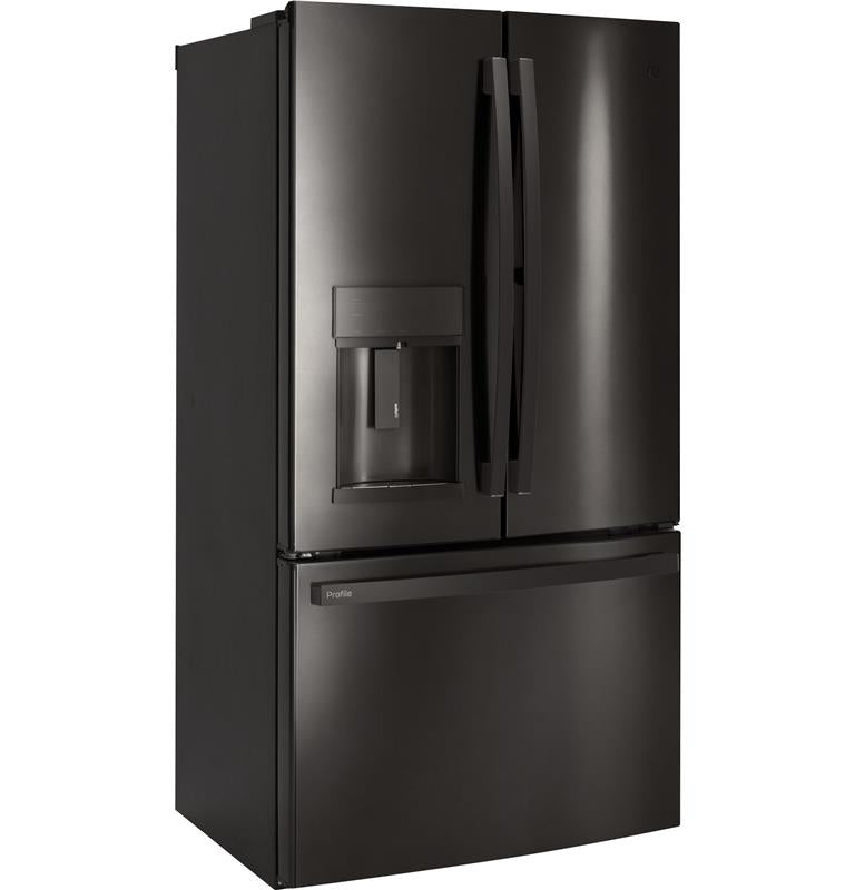 GE Profile(TM) Series 22.1 Cu. Ft. Counter-Depth French-Door Refrigerator with Door In Door and Hands-Free AutoFill-(PYD22KBLTS)