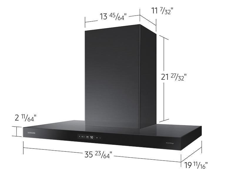 36" Bespoke Smart Wall Mount Hood with LCD Display in Clean Deep Charcoal-(NK36CB700W33AA)