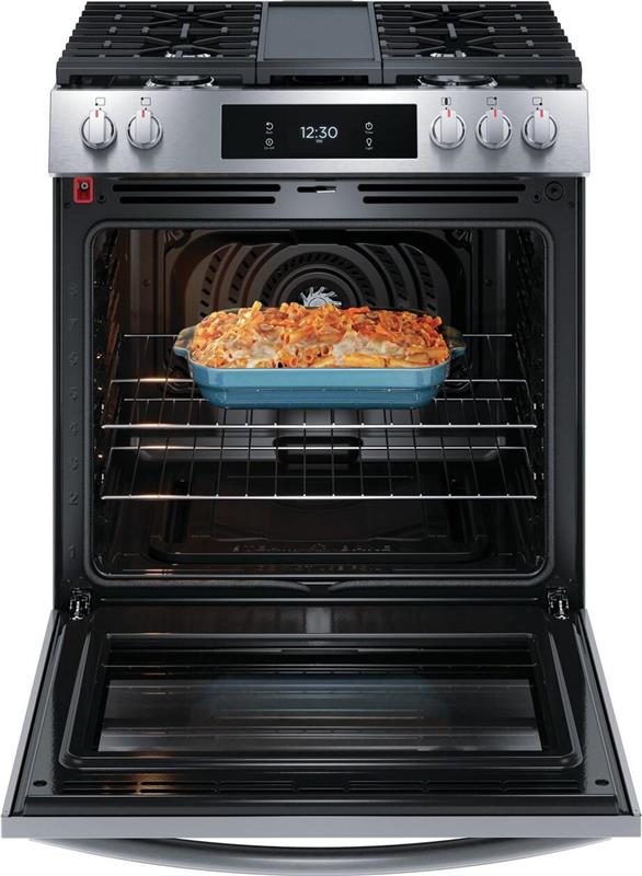 Frigidaire Gallery 30" Front Control Gas Range with Total Convection-(GCFG3060BF)