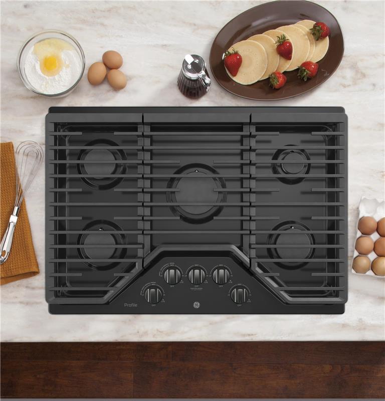 GE Profile(TM) 30" Built-In Gas Cooktop with 5 Burners and an Optional Extra-Large Cast Iron Griddle-(PGP7030BMTS)