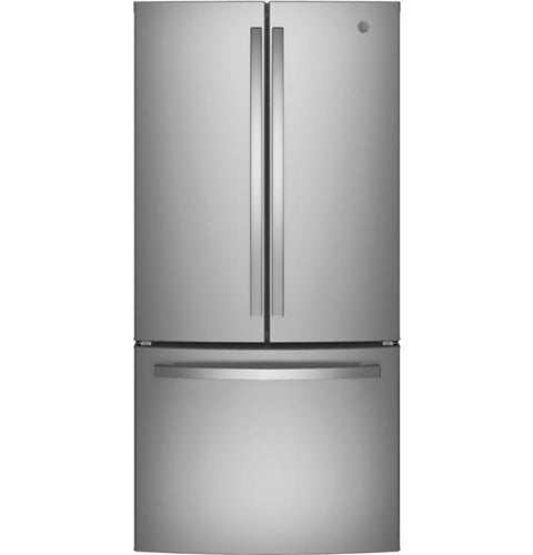 GE(R) ENERGY STAR(R) 18.6 Cu. Ft. Counter-Depth French-Door Refrigerator-(GWE19JSLSS)