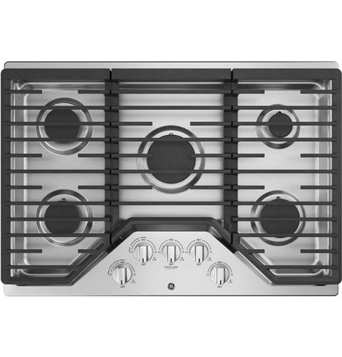 GE(R) 30" Built-In Gas Cooktop with 5 Burners and Dishwasher Safe Grates-(JGP5030SLSS)