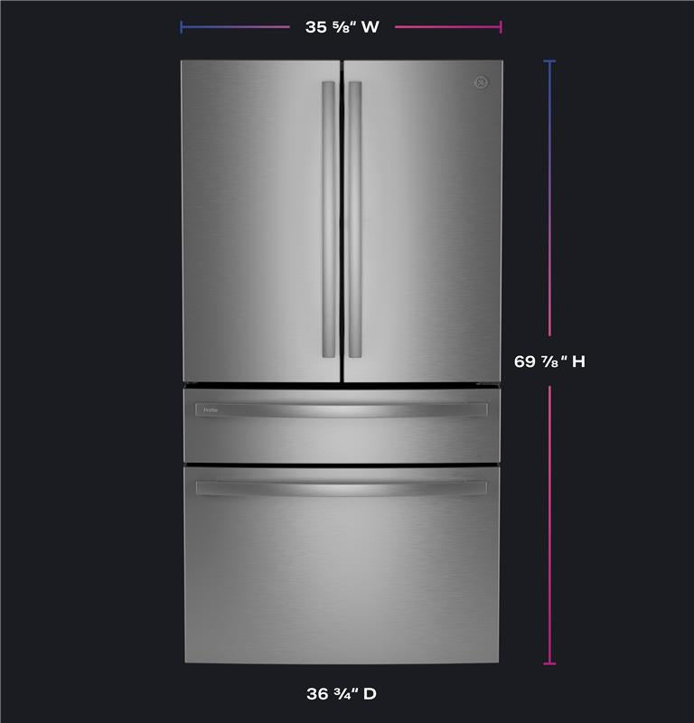 GE Profile(TM) Series ENERGY STAR(R) 28.7 Cu. Ft. Smart Fingerprint Resistant 4-Door French-Door Refrigerator With Dual-Dispense AutoFill Pitcher-(PGE29BYTFS)