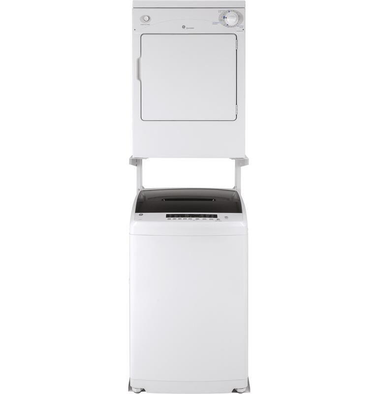 GE(R) Space-Saving 2.8 cu. ft. Capacity Stationary Washer with Stainless Steel Basket-(GNW128SSMWW)