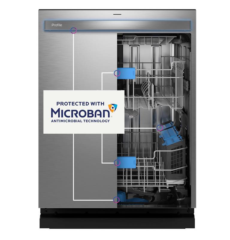 GE Profile(TM) Fingerprint Resistant Top Control with Stainless Steel Interior Dishwasher with Microban(TM) Antimicrobial Protection with Sanitize Cycle-(PDT715SYVFS)