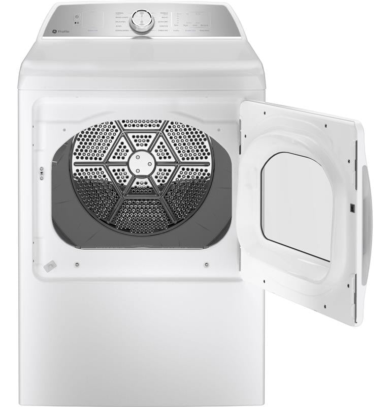 GE Profile(TM) 7.4 cu. ft. Capacity aluminized alloy drum Electric Dryer with Sanitize Cycle and Sensor Dry-(PTD60EBSRWS)