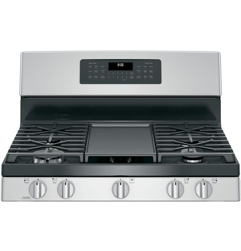 GE(R) 30" Free-Standing Gas Double Oven Convection Range-(JGB860SEJSS)