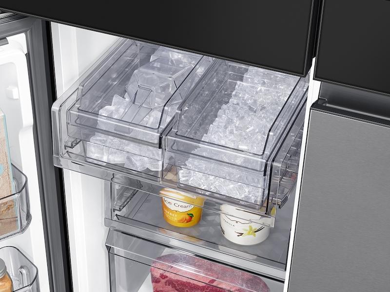 Bespoke Counter Depth 4-Door Flex(TM) Refrigerator (23 cu. ft.) with Family Hub(TM) + in Charcoal Glass Top and Stainless Steel Bottom Panels-(RF23CB9900QKAA)