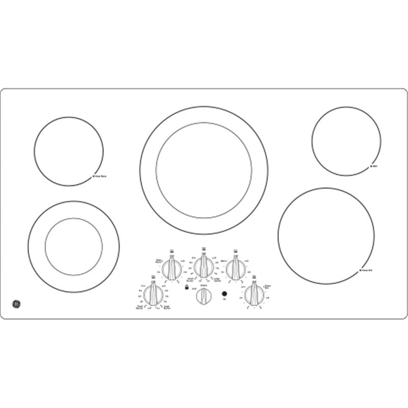 GE(R) 36" Built-In Knob Control Electric Cooktop-(JP3536TJWW)