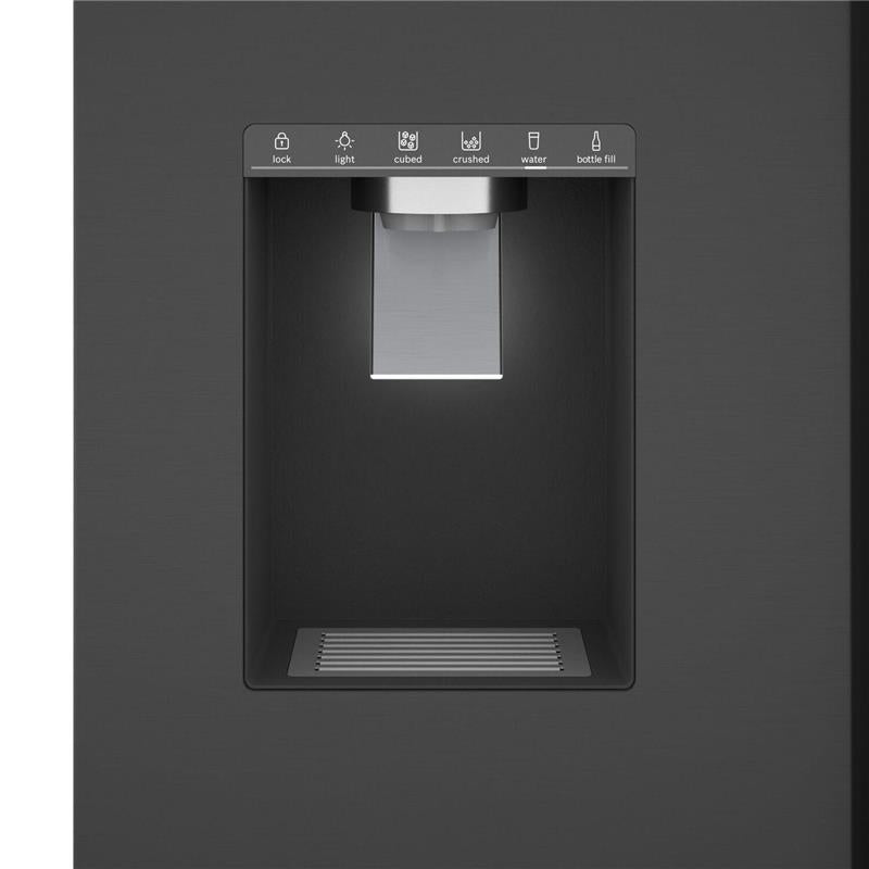 500 Series French Door Bottom Mount Refrigerator 36" Easy clean stainless steel, Black stainless steel-(B36FD50SNB)