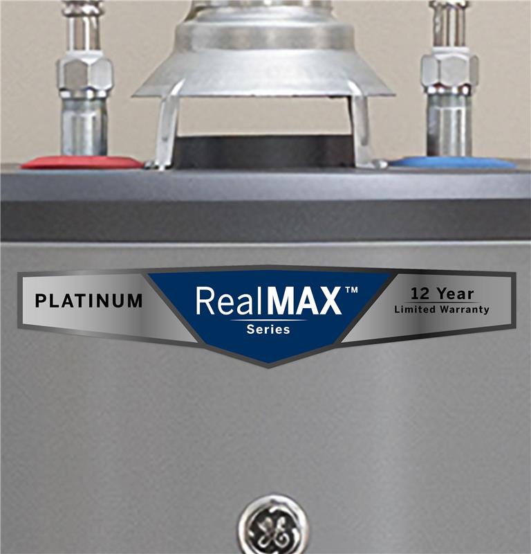 GE RealMAX Platinum 50-Gallon Tall Natural Gas Atmospheric Water Heater-(GG50T12BXR)