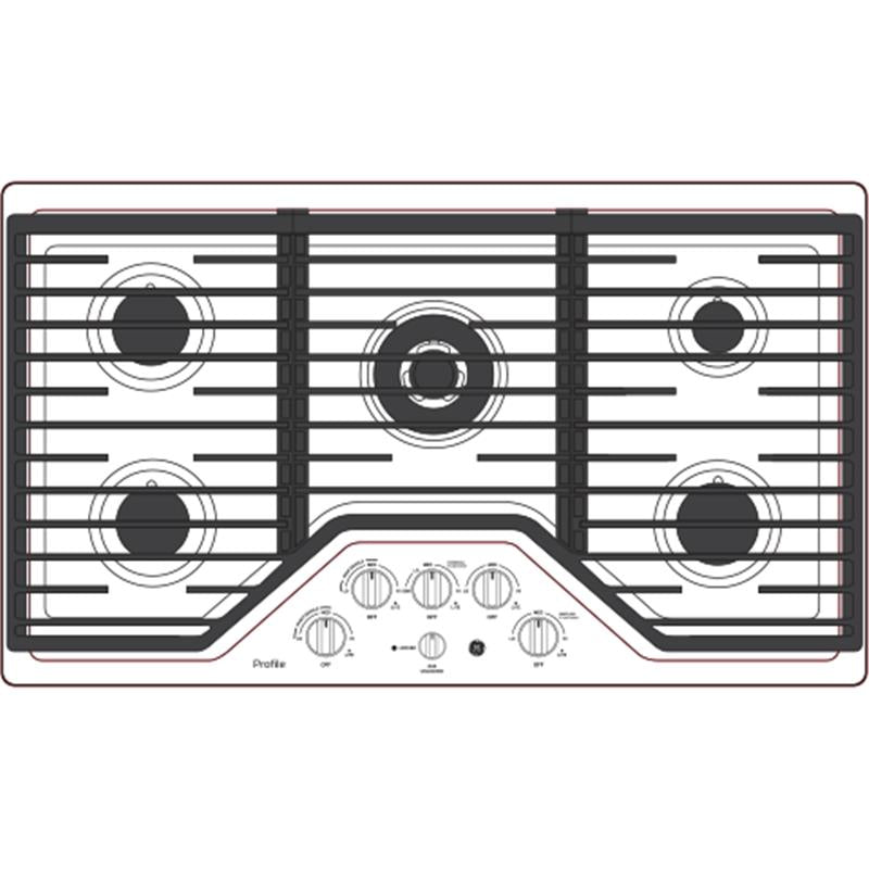 GE Profile(TM) 36" Built-In Tri-Ring Gas Cooktop with 5 Burners and Included Extra-Large Integrated Griddle-(PGP9036SLSS)