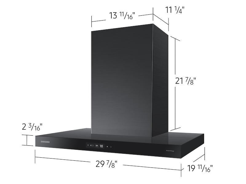 30" Bespoke Smart Wall Mount Hood with LCD Display in Clean Deep Charcoal-(NK30CB700W33AA)