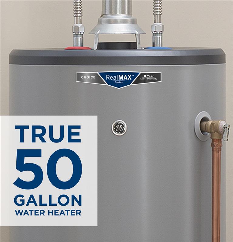 GE RealMAX Choice 50-Gallon Tall Liquid Propane Atmospheric Water Heater-(GP50T08BXR)