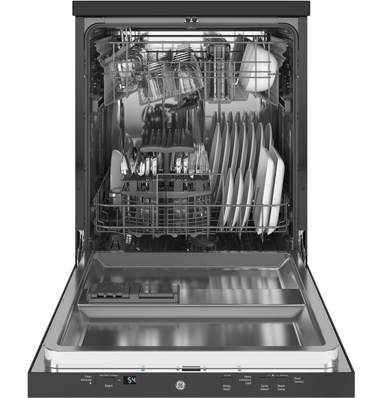 GE(R) 24" Stainless Steel Interior Portable Dishwasher with Sanitize Cycle-(GPT225SGLBB)