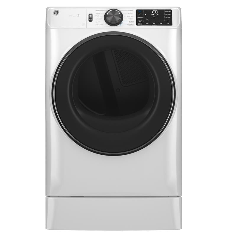 GE(R) 7.8 cu. ft. Capacity Smart Front Load Electric Dryer with Steam and Sanitize Cycle-(GFD65ESSVWW)