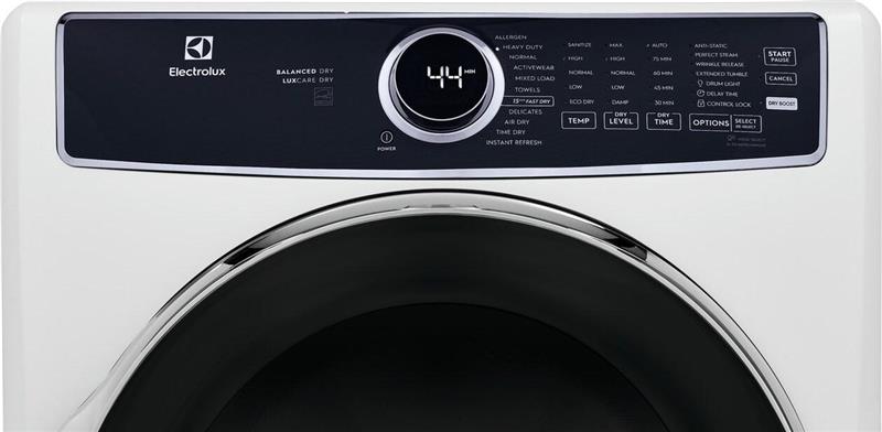 Electrolux Front Load Perfect Steam(TM) Electric Dryer with Balanced Dry(TM) and Instant Refresh - 8.0 Cu. Ft.-(ELFE7637AW)