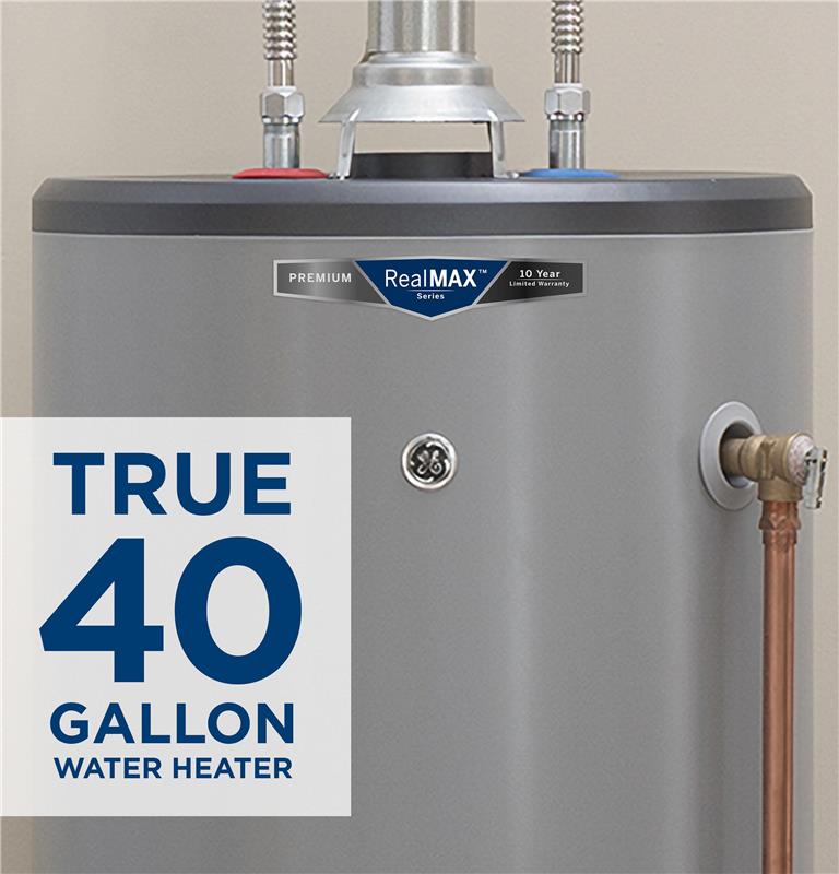 GE RealMAX Premium 40-Gallon Tall Natural Gas Atmospheric Water Heater-(GG40T10BXR)