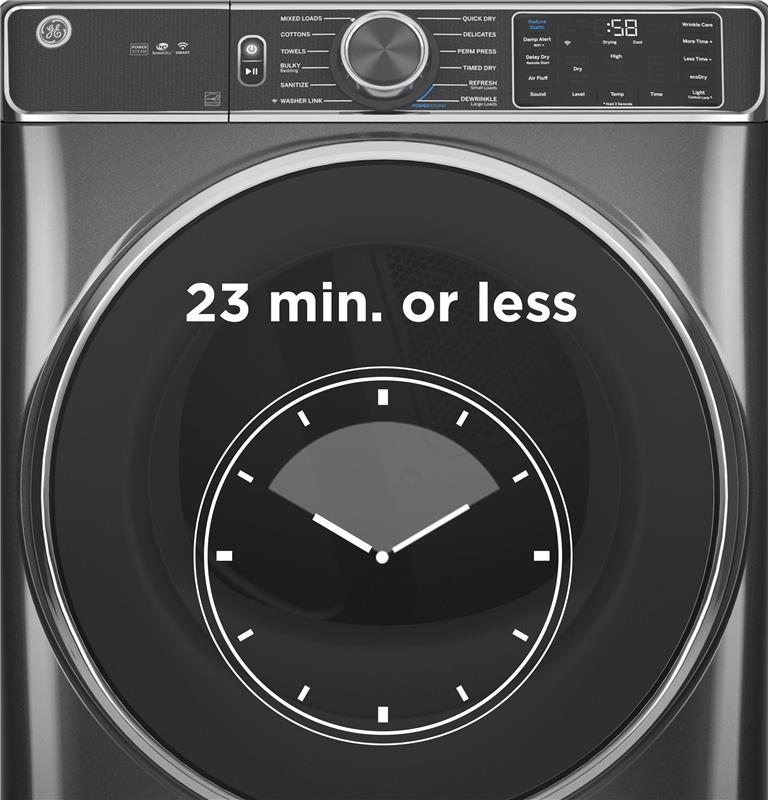 GE(R) 7.8 cu. ft. Capacity Smart Front Load Electric Dryer with Sanitize Cycle-(GFD55ESPNDG)