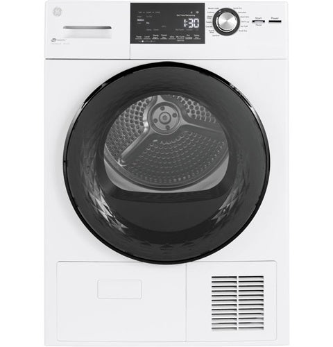 GE(R) 24" 4.1 Cu.Ft. Front Load Ventless Condenser Electric Dryer with Stainless Steel Basket-(GFT14ESSMWW)