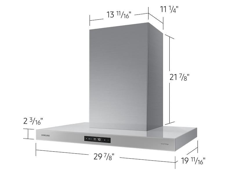 36" Bespoke Smart Wall Mount Hood with LCD Display in Clean Grey-(NK36CB700WCGAA)