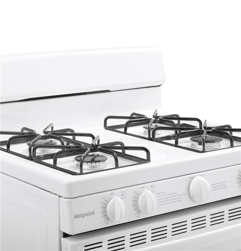 Hotpoint(R) 30" Free-Standing Gas Range with Cordless Battery Ignition-(RGBS200DMWW)