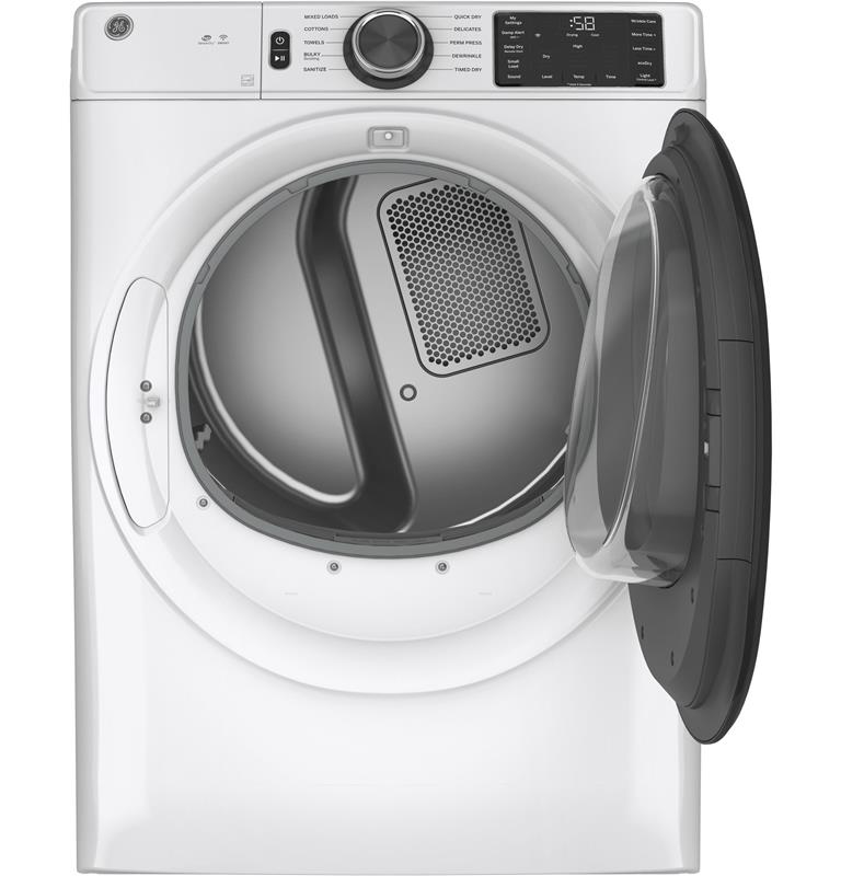 GE(R) 7.8 cu. ft. Capacity Smart Front Load Gas Dryer with Sanitize Cycle-(GFD55GSSNWW)