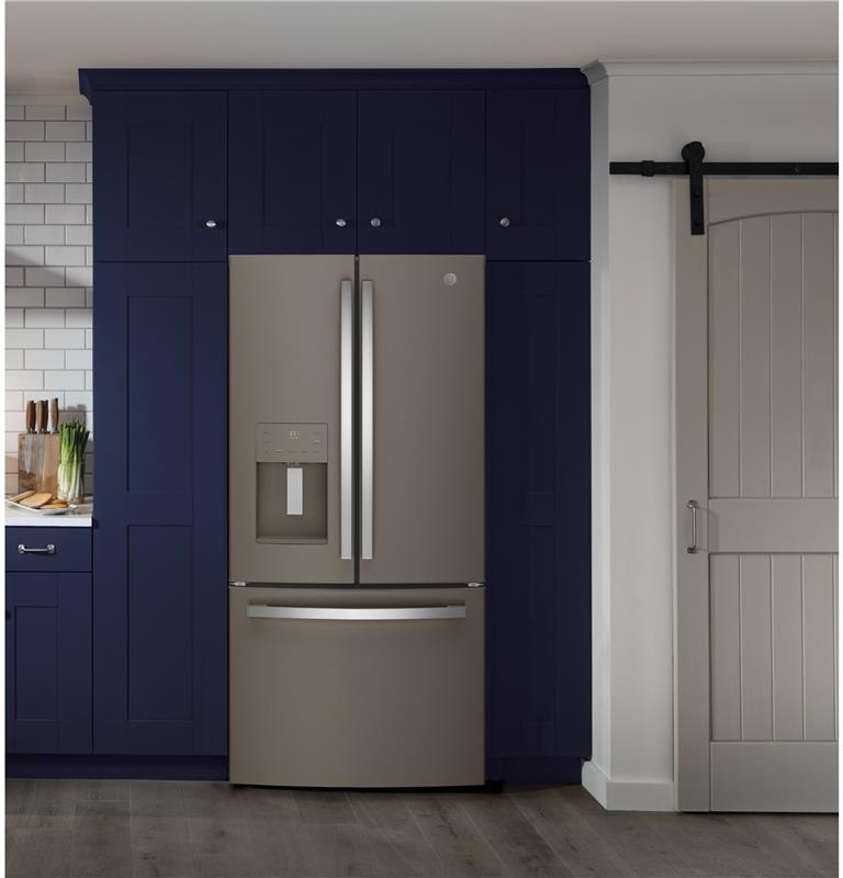 GE(R) ENERGY STAR(R) 17.5 Cu. Ft. Counter-Depth French-Door Refrigerator-(GYE18JMLES)