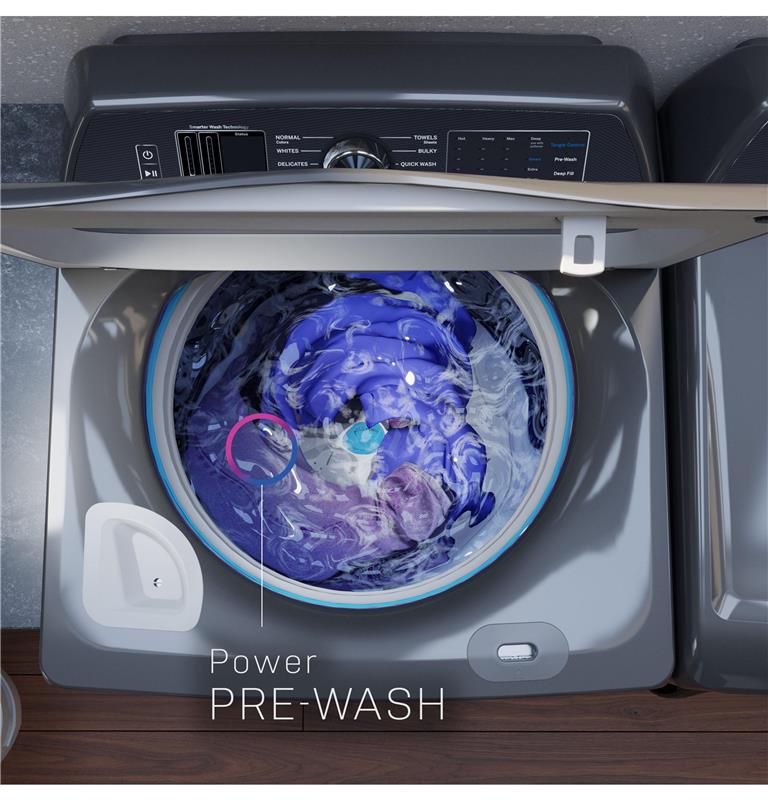 GE Profile(TM) 5.4 cu. ft. Capacity Washer with Smarter Wash Technology and FlexDispense(TM)-(PTW900BPTRS)