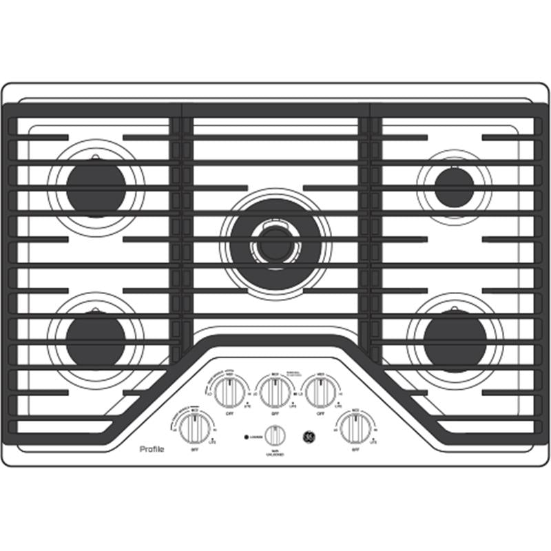 GE Profile(TM) 30" Built-In Tri-Ring Gas Cooktop with 5 Burners and Included Extra-Large Integrated Griddle-(PGP9030SLSS)