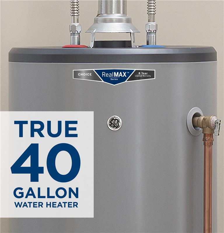 GE RealMAX Choice 40-Gallon Short Natural Gas Atmospheric Water Heater-(GG40S08BXR)
