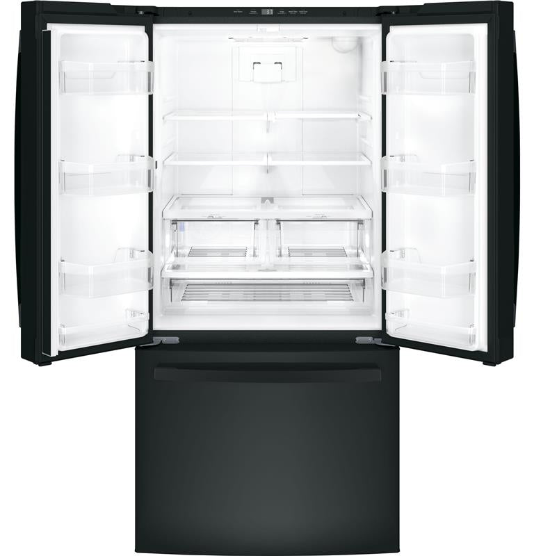 GE(R) ENERGY STAR(R) 18.6 Cu. Ft. Counter-Depth French-Door Refrigerator-(GWE19JGLBB)