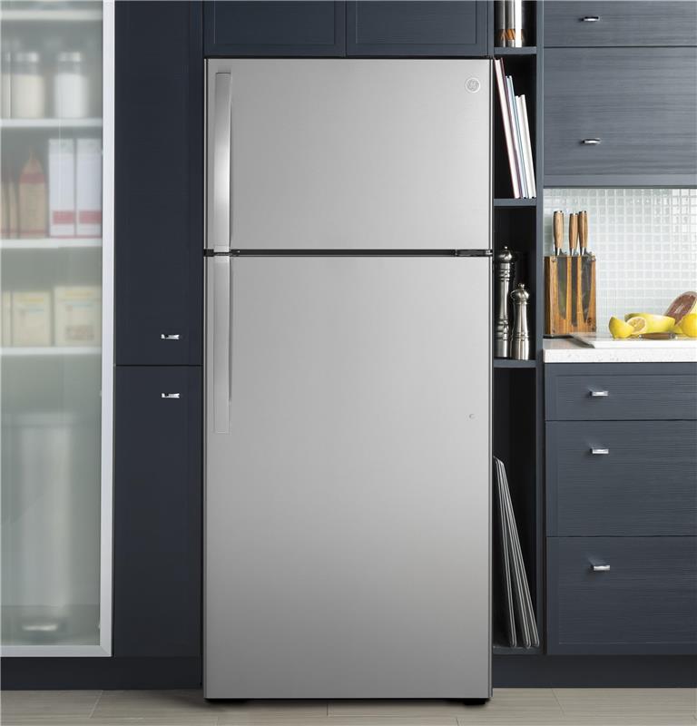 GE(R) ENERGY STAR(R) 16.6 Cu. Ft. Top-Freezer Refrigerator-(GIE17GSNRSS)