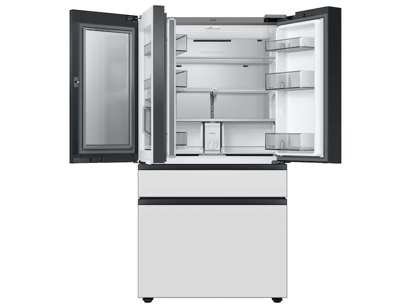 Bespoke Counter Depth 4-Door French Door Refrigerator (23 cu. ft.) with Family Hub(TM) in White Glass-(RF23BB890012AA)