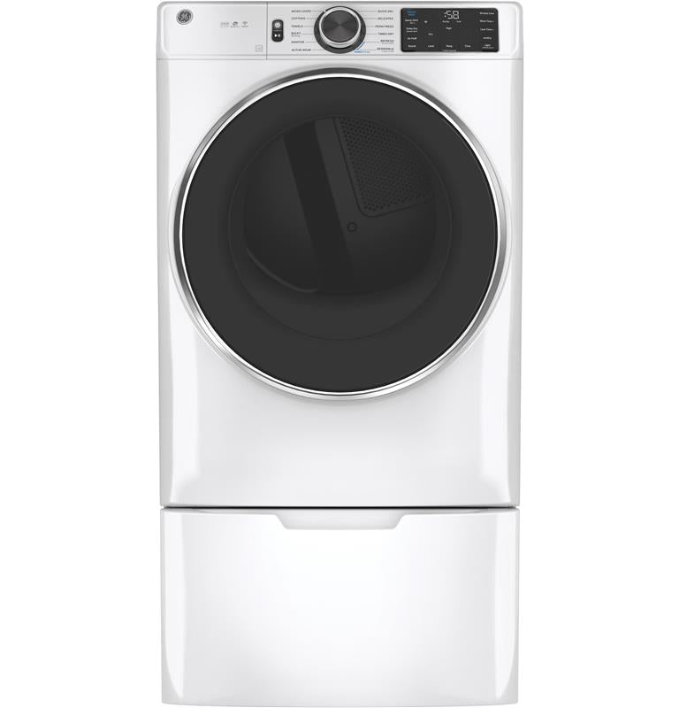 GE(R) 7.8 cu. ft. Capacity Smart Front Load Electric Dryer with Steam and Sanitize Cycle-(GFD65ESSNWW)