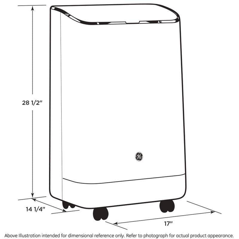 GE(R) Portable Air Conditioner with Dehumidifier for Medium Rooms up to 450 sq. ft., 12,000 BTU (8,200 BTU SACC)-(APCA12YZMW)