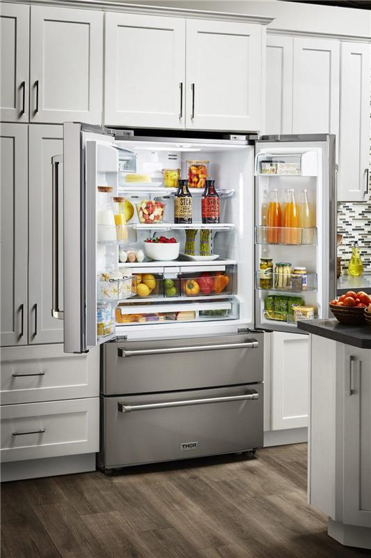 36 Inch Professional French Door Refrigerator In Stainless Steel, Counter Depth-(THRK:HRF3601F)