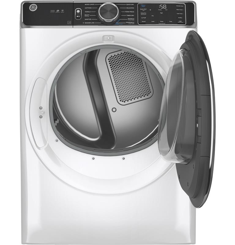GE(R) 7.8 cu. ft. Capacity Smart Front Load Electric Dryer with Steam and Sanitize Cycle-(GFD85ESSNWW)